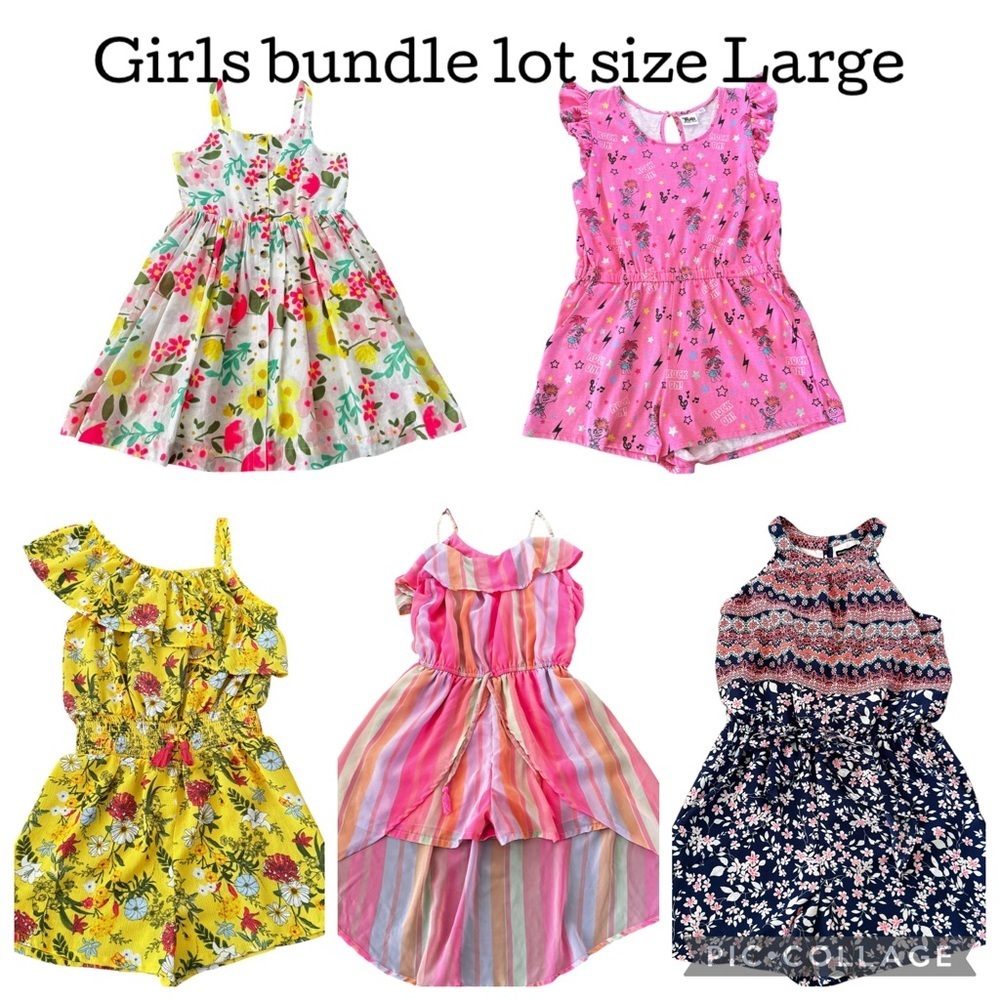 Girls 5 pieces bundle lot dress rompers size Large 12